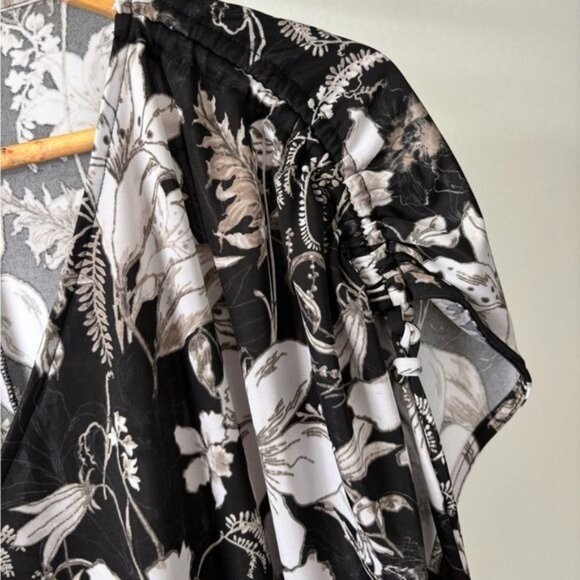 INC Top XL Floral Faux Wrap Cap Sleeve Ruched Crop Boho Chic Festival Coquette - Picture 11 of 12